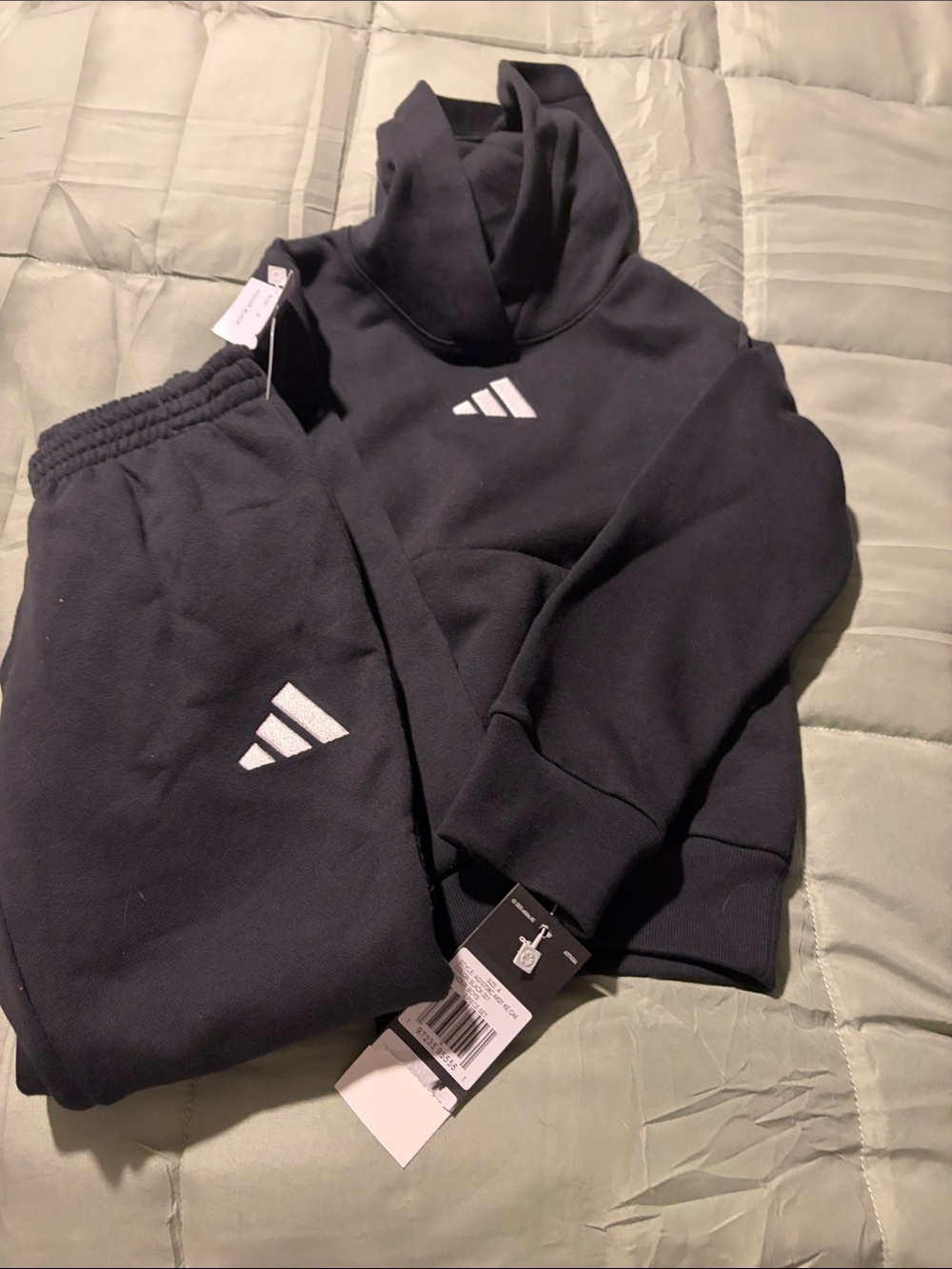 adidas Black Hoodie and Joggers Set with White Logo